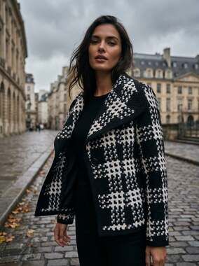 Classic Trenz  By Theresa Renz Womens Jacket Black White Lined Size M EUC